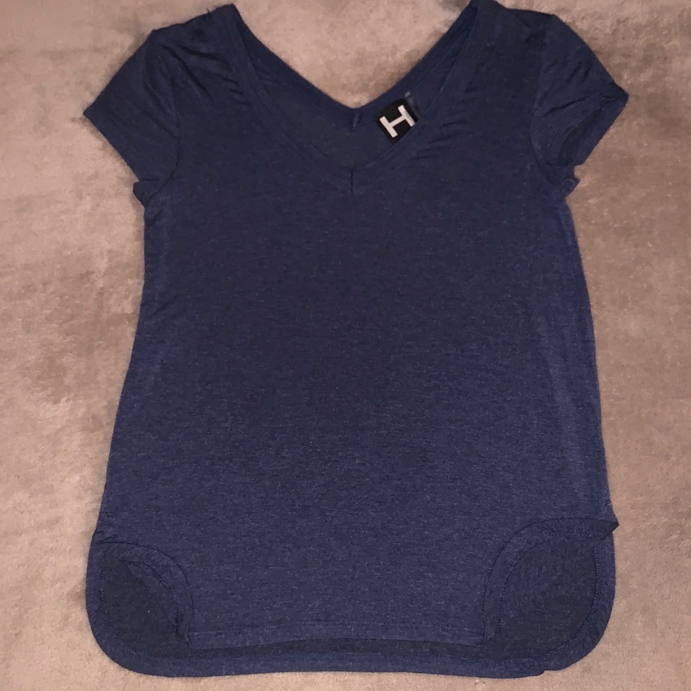 H by Bordeaux double v neck spandex t-shirt.